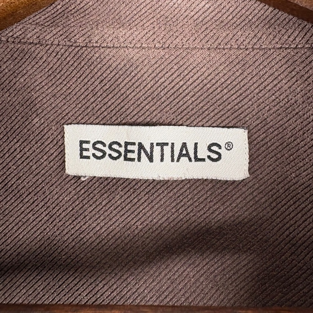 Essentials Brown Button Down Long Sleeve Shirt Me… - image 3